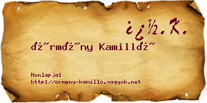 Örmény Kamilló névjegykártya